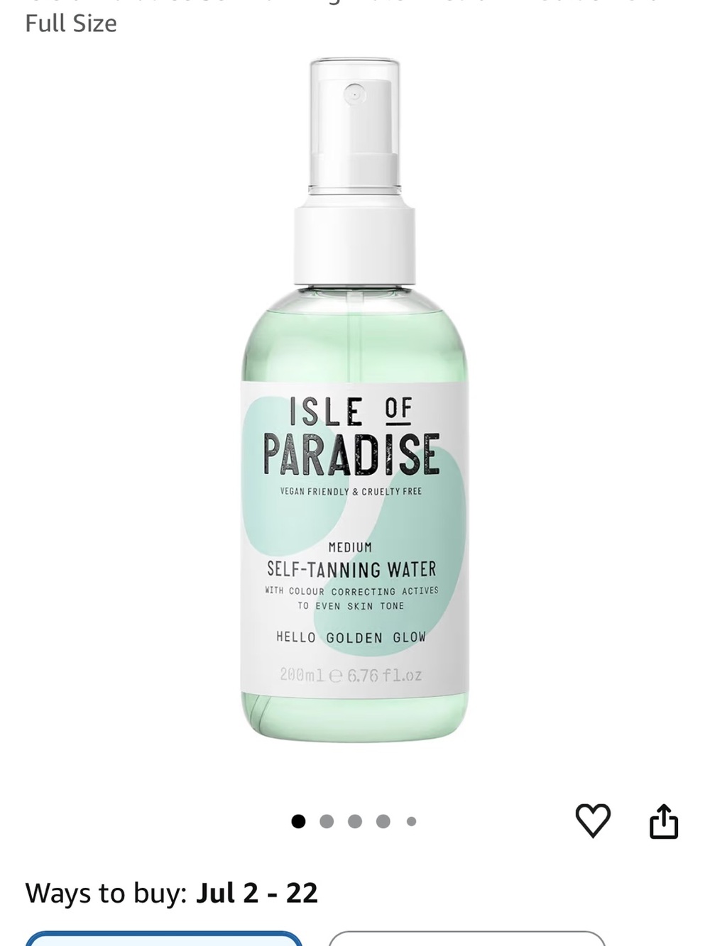Isle of Paradise Self-Tanning Water - Mint Green Bottle